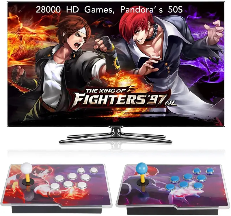 【 28000 Games in 1 】Box 50S Arcade Game Console Retro Game Machine for PC & Projector & TV, 2-4 Players, 1280X720, 3D Games, Search/Hide/Save/Load/Pause Games, Favorite List Smooth Towels