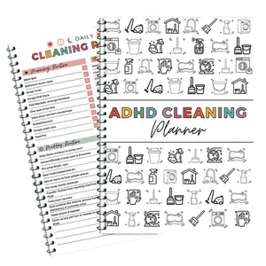 Cleaning Planner, Household Chore Schedule & Checklist, Daily Weekly Monthly Organizer for Home Tasks