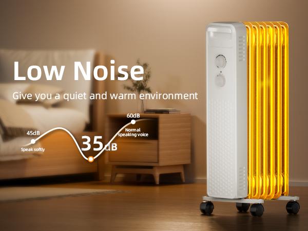 Electactic 1500W Oil Filled Heater, 7-Fin Portable Space Heater with Adjustable Thermostat, 3 Heat Settings, Tip-Over & Overheat Protection, Quiet Radiator for Bedroom, Office, Indoor Use Electactic 1500W Oil Filled Heater, 7-Fin Portable Space Heater with Adjustable Thermostat, 3 Heat Settings, Tip-Over & Overheat Protection, Quiet Radiator for Bedroom, Office, Indoor Use