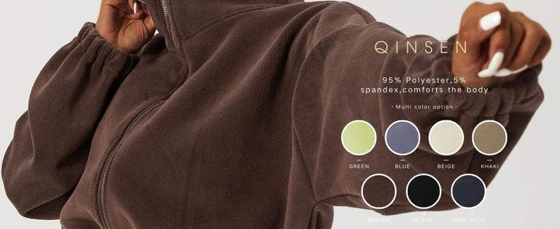 QINSEN Women's Full Zip Fleece Short Jacket Warm Winter Long Sleeve Stand Collar Sherpa Crop Coat Super Soft Polar Fleece Baggy Relaxed Fit for Cold Weather Activities