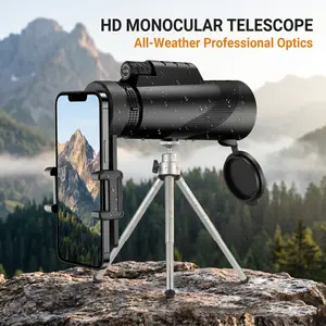 80x100 High Power Monocular Telescope for Phone, Waterproof HD Scope with Tripod for Bird Watching, Sports, Concerts & Travel
