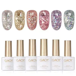 Glitter Gel Nail Polish Set, 6 Colors Including Pink White Gold Purple for Nail Art DIY Manicure and Pedicure at Home