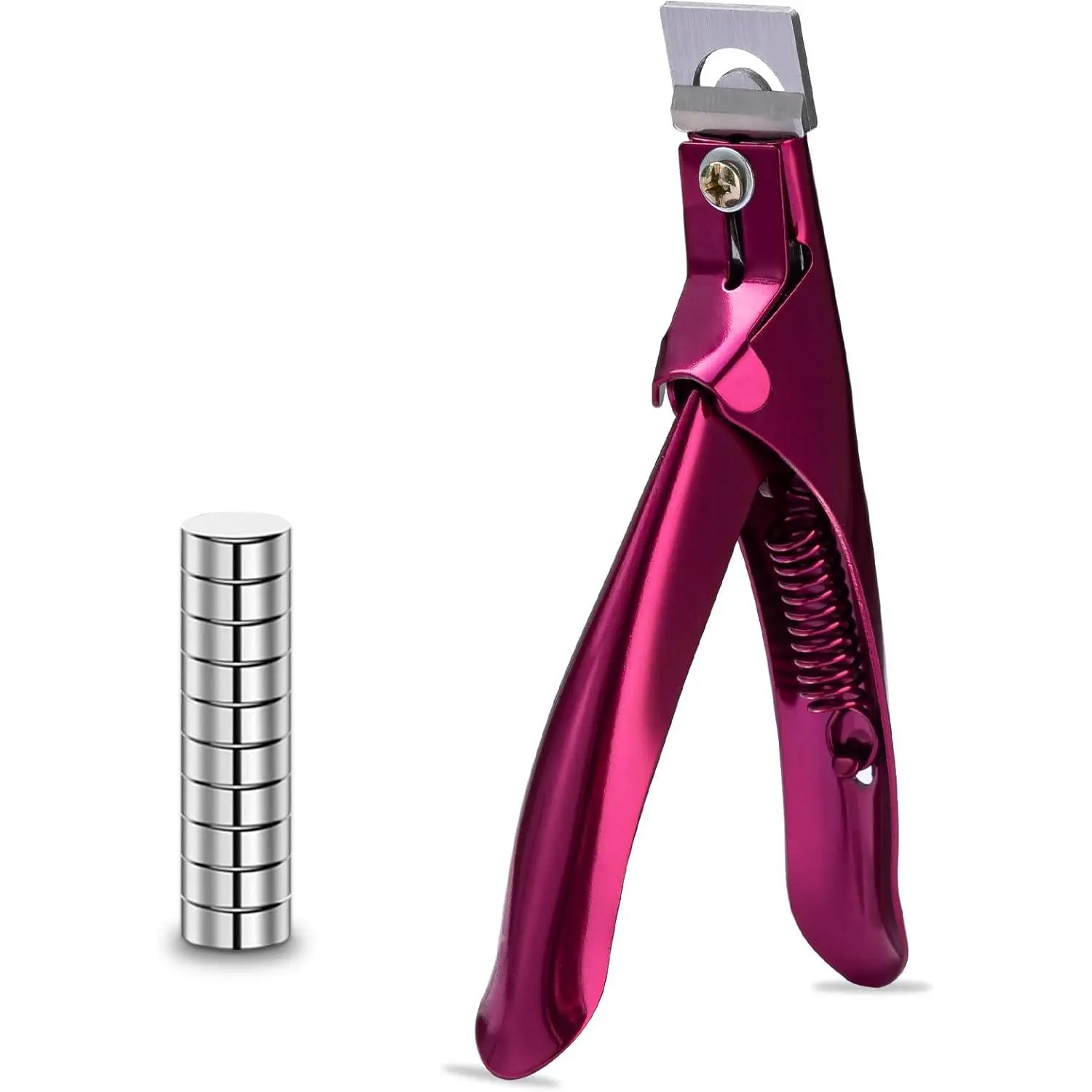 Nail Cutter with Magnet Sizer & Length Measurement,Adjustable Stainless Nail Trimmer for Salon Home Nail Art, Professional Nail Clippers for Precise Manicures(Violet Red)