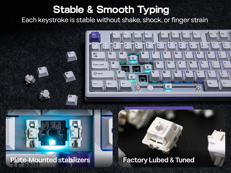 Epomaker Galaxy100 1800 ANSI Layout VIA Gaming Wireless Keyboard with Knob - Aluminum Gasket Keyboard with Cushioning Materials South-Facing RGB Backlight Hot-Swap Tri-Mode USB-C/BT 5.0/2.4GHz keyboards for gaming creamy keyboard TikTokShopSpringGlowUp