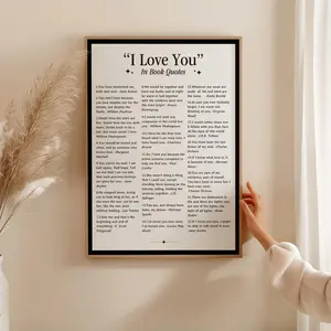 [SALE UP TO 50% + FREE SHIP] I Love You in Book Quotes Poster, Physical Art Print, Literary Wall Art for Book Lover, English Classroom Poster, Bookish Decor