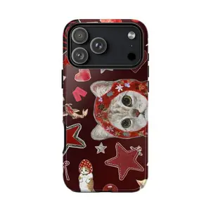 Trendy Vintage Heart Cat Tough Phone Case - Premium Phone Case - Fashion Phone Cases For iPhone 7 8 X 11 12 13 14 15 16 17 Pro, Fan Phone Case Durable Protection, Cat Lover Case
