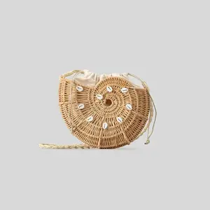 Mermaid Way Shella Rattan Conch Bag with Shell Embellishments