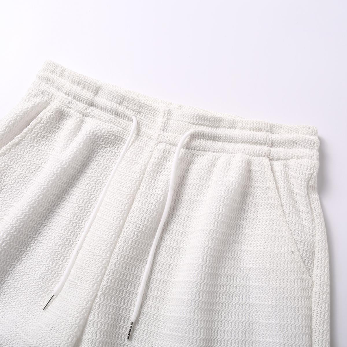 Men's solid color summer vacation set, regular style, paired with textured button down short sleeved shirt and matching drawstring shorts, easily interprets the exquisite coastal style, casual travel, vacation and leisure SpringStatements Clothes Beige