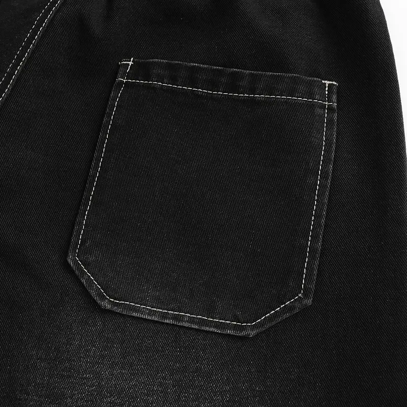 Menswear 3-Pack Men’s Washed Wide-Leg Jeans, Elastic Back Waist, Casual Stylish Loose Straight-Cut Retro Denim Trousers,Trouser
