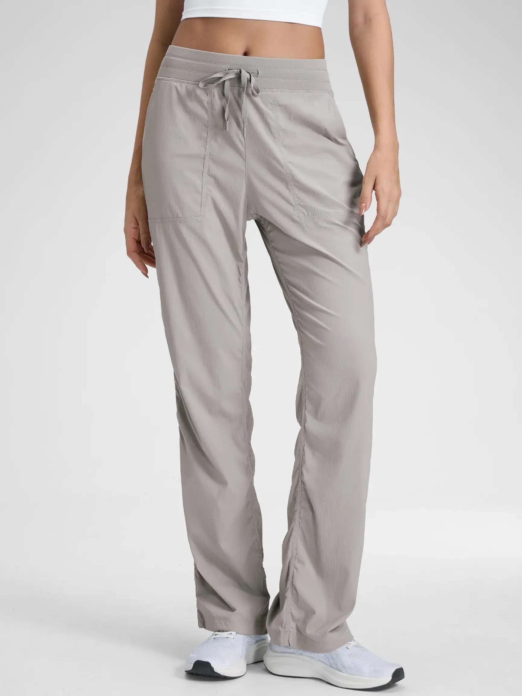 CRZ YOGA Lightweight Straight Leg Workout Pants for Women 28"/30" Casual Ruched Work Gym Athletic Joggers with Pockets