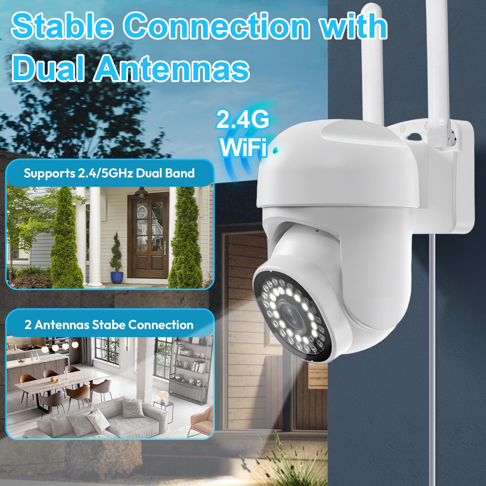 3MP Security Camera, 2K HD Video and Color Night Vision, 360° rotation,Video Replay,2.4Ghz WiFi, Motion Detection, Two-Way Audio - Easy Installation WiFi Home Automatic Card