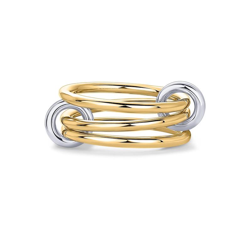PAVOI 14K Gold Plated Interlocked Stackable Statement Ring for Women – Chunky Multi-Band Double & Triple Ring, Two-Tone Mixed Metals with Cubic Zirconia