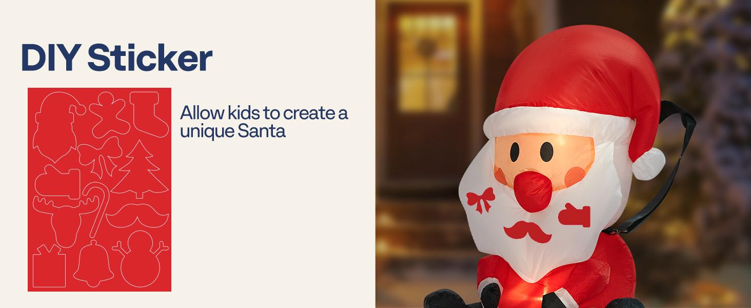 VIVOHOME Christmas Inflatable Outdoor Decoration, Santa on Green Sleigh, Santa and Christmas Tree, Navidad Blow Up Yard Decor with Built-in LED Light for Lawn, Garden, Party  Ornament Water Proof