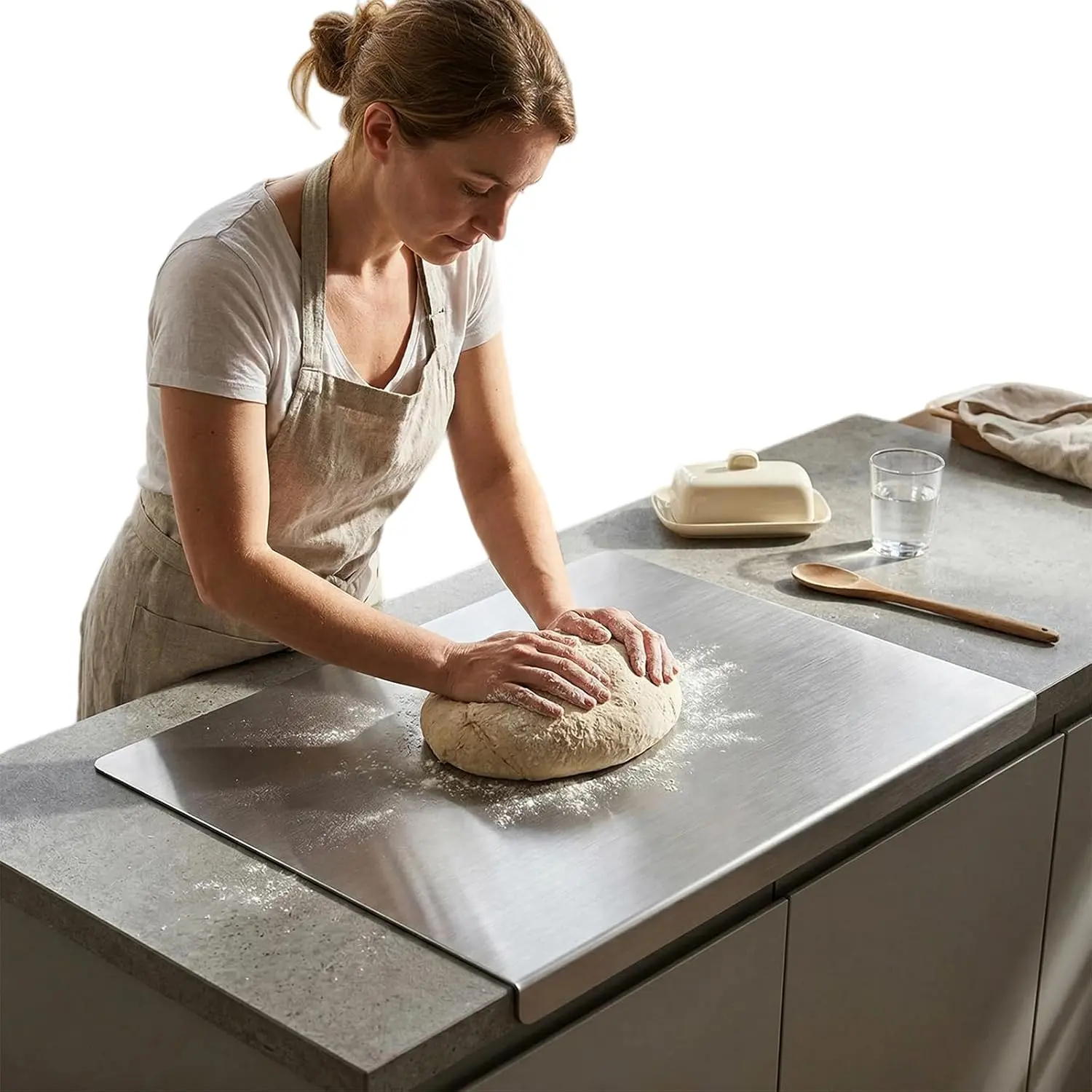 Thickened Stainless Steel Chopping Board - Compact Steel Cutting Boards for Kitchen, Durable Non-slip Edge Household Kitchen Gadget