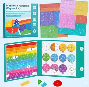 Magnetic Fraction Educational Puzzle with Fraction Tiles & Circles, Math Manipulatives Montessori Learning Toys to Help Kids Learn Fractions and Build Early Math Skills
