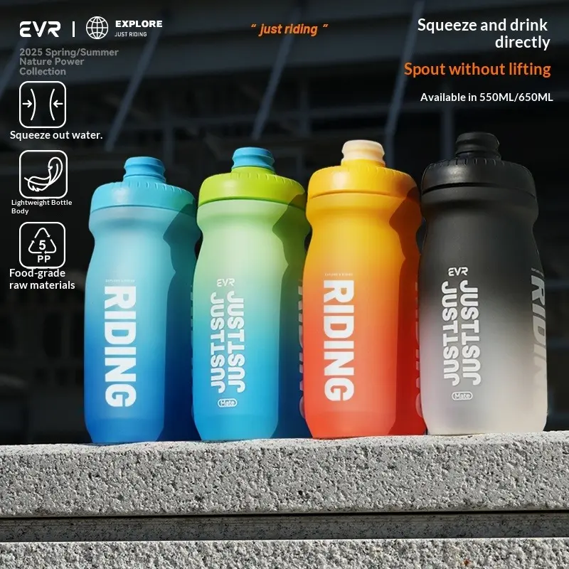 EVR Cycling Water Bottle - 650ml/550ml Dual Capacity Optional, High-Pressure Large Capacity, Acid and Alkali Resistant, Unisex Portable Road Bike Sports Gear for Summer Travel (912)