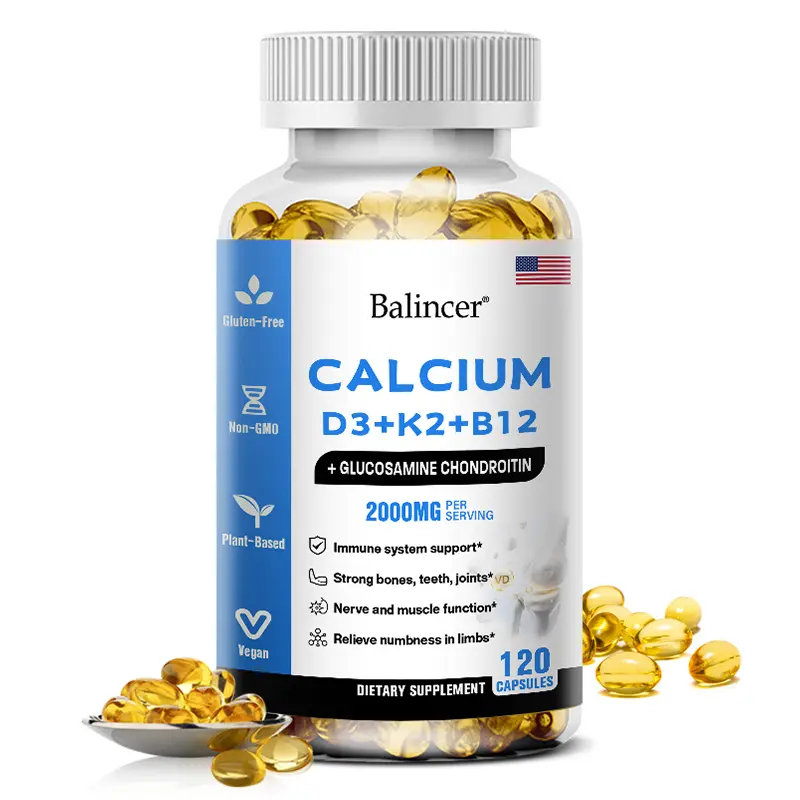 Balincer Calcium Health Supplement Capsules - 120 Count, Gluten-Free, Sugar-Free, Supports Bone Health, Immune Function & Mood for Men and Women