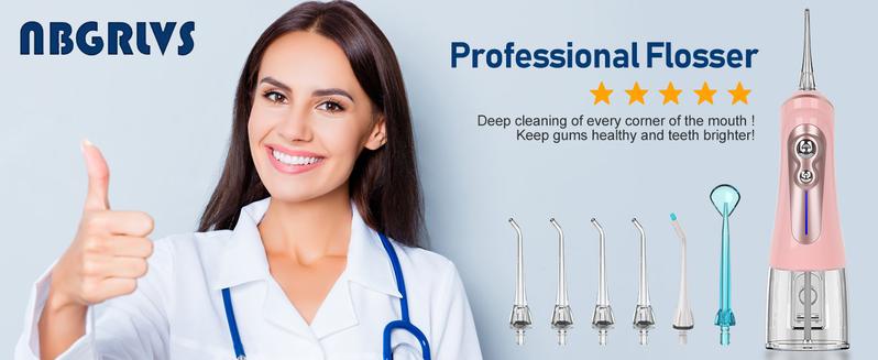 Water Dental Flosser Cordless for Teeth Pick Cleaning - Powerful Oral Irrigator with 6 Adjustable Modes,320ML Portable & Rechargeable IPX7 Waterproof Cleaner Picks A good helper for private teeth cleaning