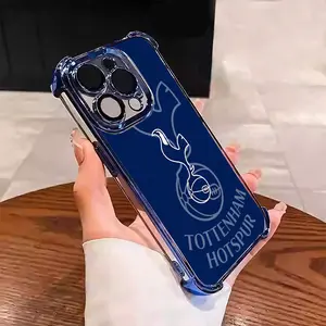 Navy blue Tottenham Hotspur football Pattem Suitable for Aesthetic Electroplated TPU Casing For iphone 17 16 15 14 13 12 11 X PRO PLUS MAX AIR Samsung S25 S24 S23 Four Corners Anti-Fall Transparent Casual Soft Silicone Phone Cases  L1781