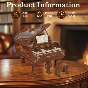 Antique Chords Grand Piano – DIY Wooden Music Box Kit for Home Decor & Gifting