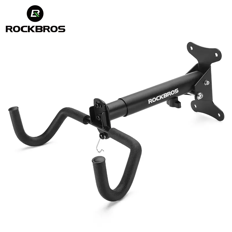 ROCKBROS Bicycle Wall Mount Rack, Heavy-Duty Carbon Steel Hanger for Garage Storage, Foldable & Adjustable (34-44 cm) with Frame Protection, Bicycle Stand Rack, Strong, 15 Kg, 34 Cm To 44 Cm