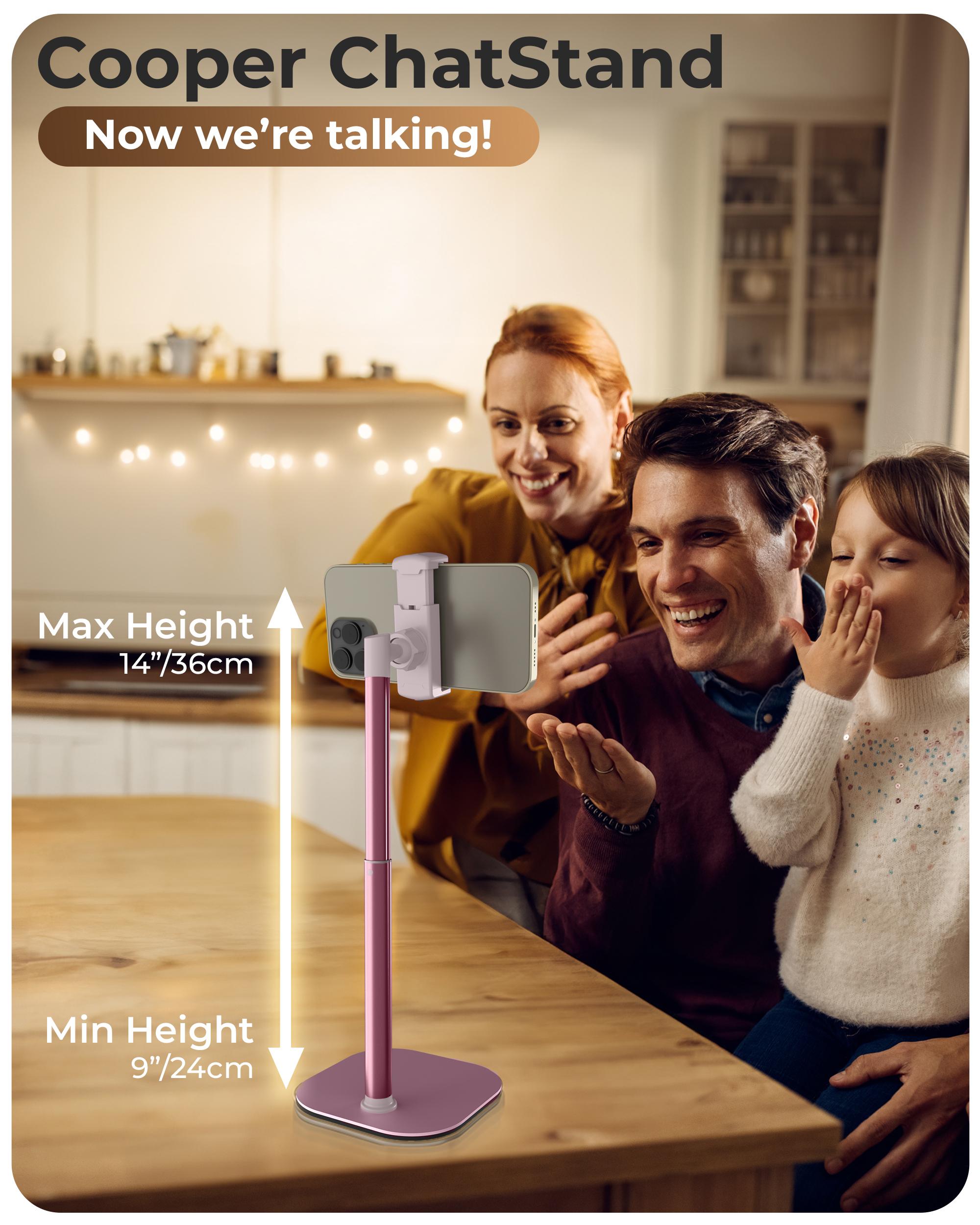 Cooper ChatStand -  Height Adjustable 9-14" Smartphone Holder for Desk Setups, Filming, Video Recording. 360° Rotation & 50° Tilt. Adjustable extendable phone tripod Cellphone mount stand
