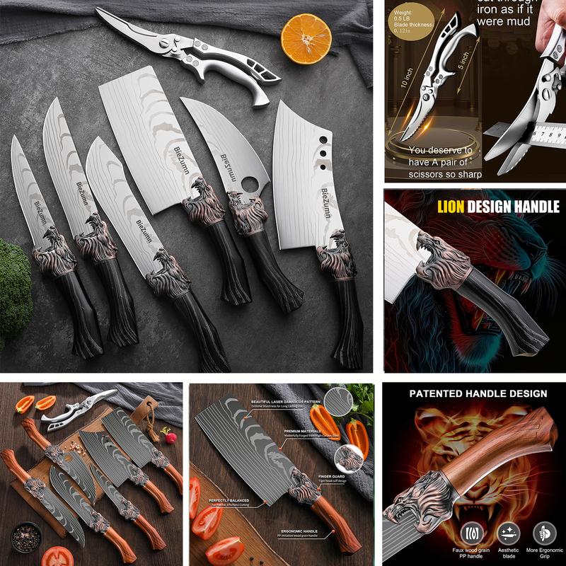 Knife Multicolor Premium Stainless Steel Cutlery Set Block Kitchen Knives super sharp kitchen knife Super Sharp masakan  rumahan