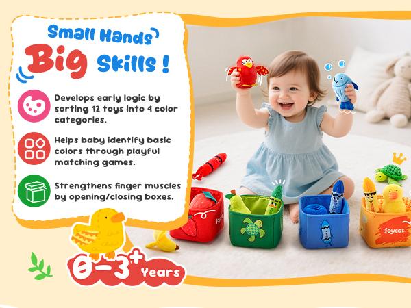 JoyCat Color Sorting Sensory Toys for Kids, Baby Montessori Toys, 12 PCS Push with 4 Boxes, Animal Fruit Crinkle Crayon Toys, Boy Girl Gift, Play Food JoyCat Color Sorting Sensory Toys for Kids, Baby Montessori Toys, 12 PCS Push with 4 Boxes, Animal Fruit Crinkle Crayon Toys, Boy Girl Gift, Play Food