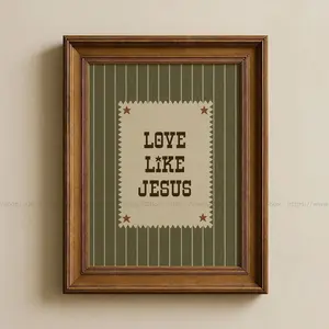 [Sale off up to 50%] Love like Jesus Vintage Western Christian Wall Art Cowboy Bible Verse Kids Christian Cowboy Art Farmhouse Christian Decor [Unframe]
