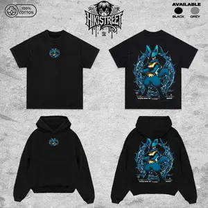 Vintage Lucario Acid Washed T-Shirt Unisex Oversized Anime Manga T-Shirt Heavyweight Cotton Tee for Anime Fans, Pocket Monster merch, T-shirt anime gift, Anime Streetwear, graphic tees