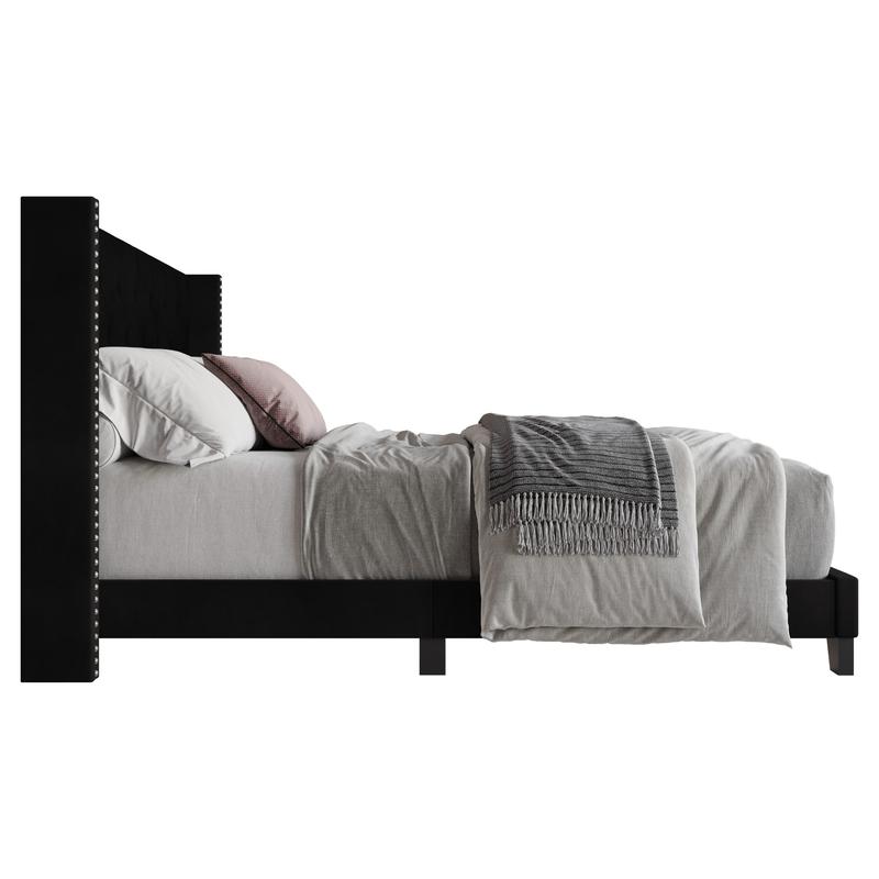 Favorer Monroe Tufted Upholstered Wingback Panel Bed Frame with Diamond Tufting and Nailhead Trim for Adult Bedroom, Box Spring Required Favorer Monroe Tufted Upholstered Wingback Panel Bed Frame with Diamond Tufting and Nailhead Trim for Adult Bedroom, Box Spring Required