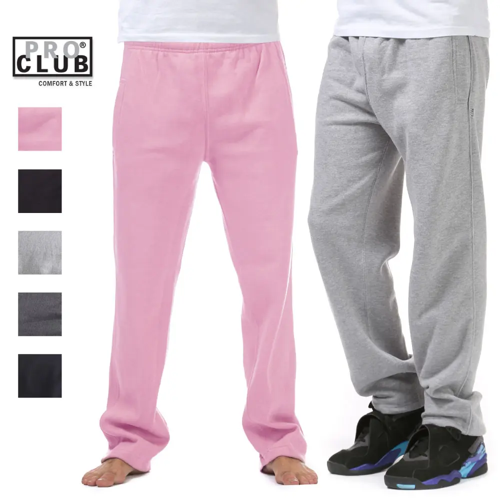 PROCLUB Men's Comfort Fleece Sweatpants PRO CLUB 2 Pockets Pants Casual Fit with Drawstrings Jogger Pants Hip Hop Harem Premium Cotton Fleece Black Gray