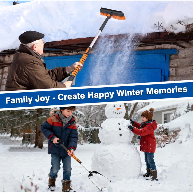 Canvcle 42'' Ice Scraper & Extendable Snow Brush with Foam Grip 180° Pivoting Head for Cars Trucks SUVs Emergency Snow Shovel Broom