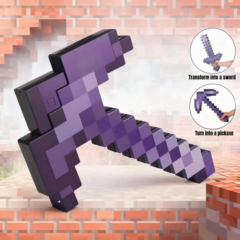 2 in 1 Sword & Pickaxe Transforming Toy with Game-Inspired Light & Sound Effects for Kids