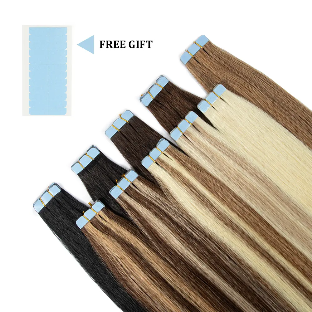 Invisible Mini Tape In Human Hair Extensions 10pcs/pack Real Nautral Straight Machine Remy Hair Seamless Tape Hair Extensions 12inch-24inch