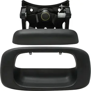 DEAL Rear Truck Bed Tailgate Handle & Bezel/Cover (Includes Rod Clips) Replacement Kit, Compatible with 1999-2007 Chevy Silverado GMC Sierra 1500 2500 3500, Textured Black, Replaces #   15997911 15228539
