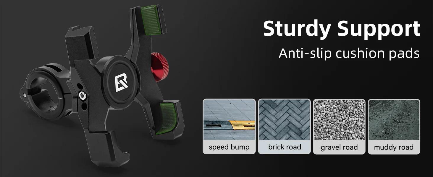 ROCKBROS Bike Phone Holder Aluminum Handlebar Mount for 4.7-7.1" Phones Durable Adjustable Mounting Solution