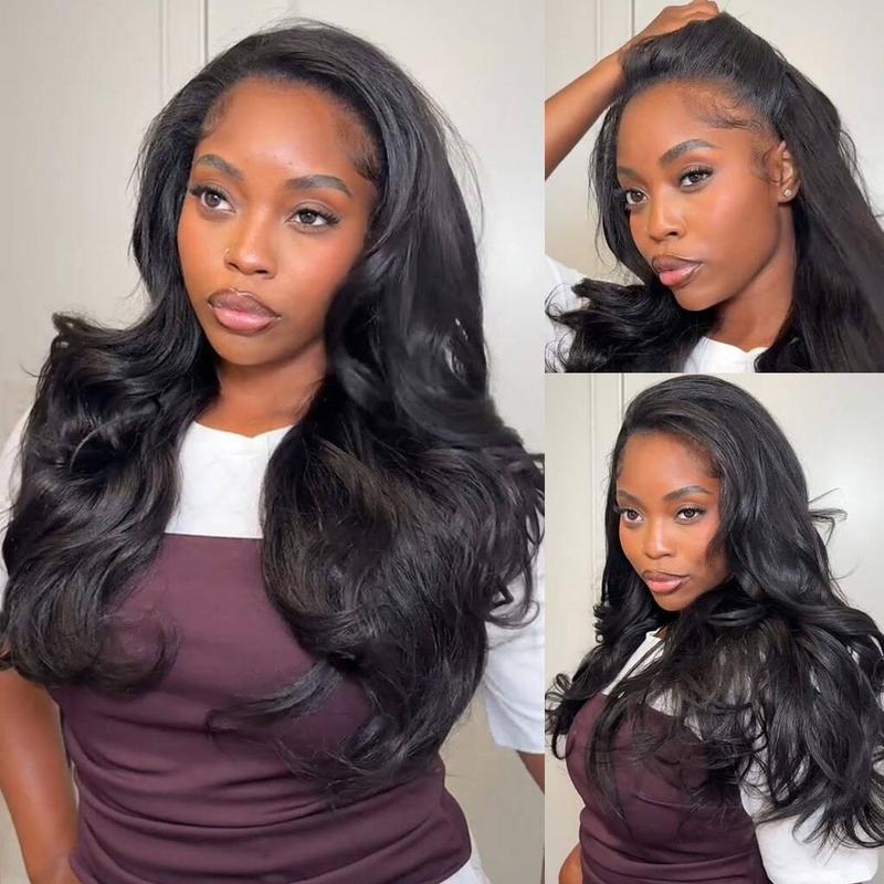 【Drawstring Wigs】Bling Hair 13x6 Glueless Lace Frontal Wigs Pre Cut Lace Ear to Ear HD Transparent Lace Skin Melted Brazilian Body Wave/Deep Wave Human Hair Wigs 180% Density Glueless Ready to Wear Wigs For Women