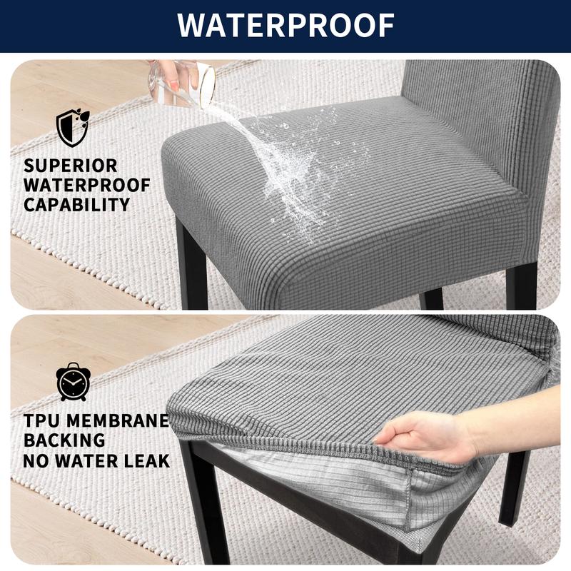 Easy-Going Waterproof Dining Chair Cover Set of 2/4/6/8,  Christmas Leakproof Stretch Jacquard Parson Chair Slipcover, Removable Washable Chair Protector for Home, Restaurant, Banquet, Kitchen Hacks