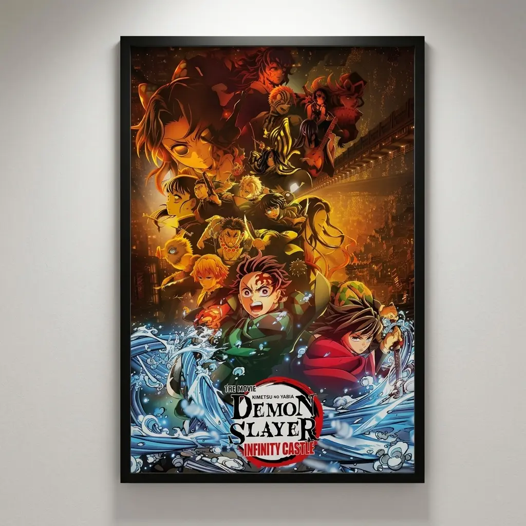 Demon Slayer Infinity Castle Movie Poster Anime Canvas Wall Art Print - Eco-Friendly High-Quality Material, Aesthetic Unframed Wrapped Canvas or Black Frame Option for Home Decor