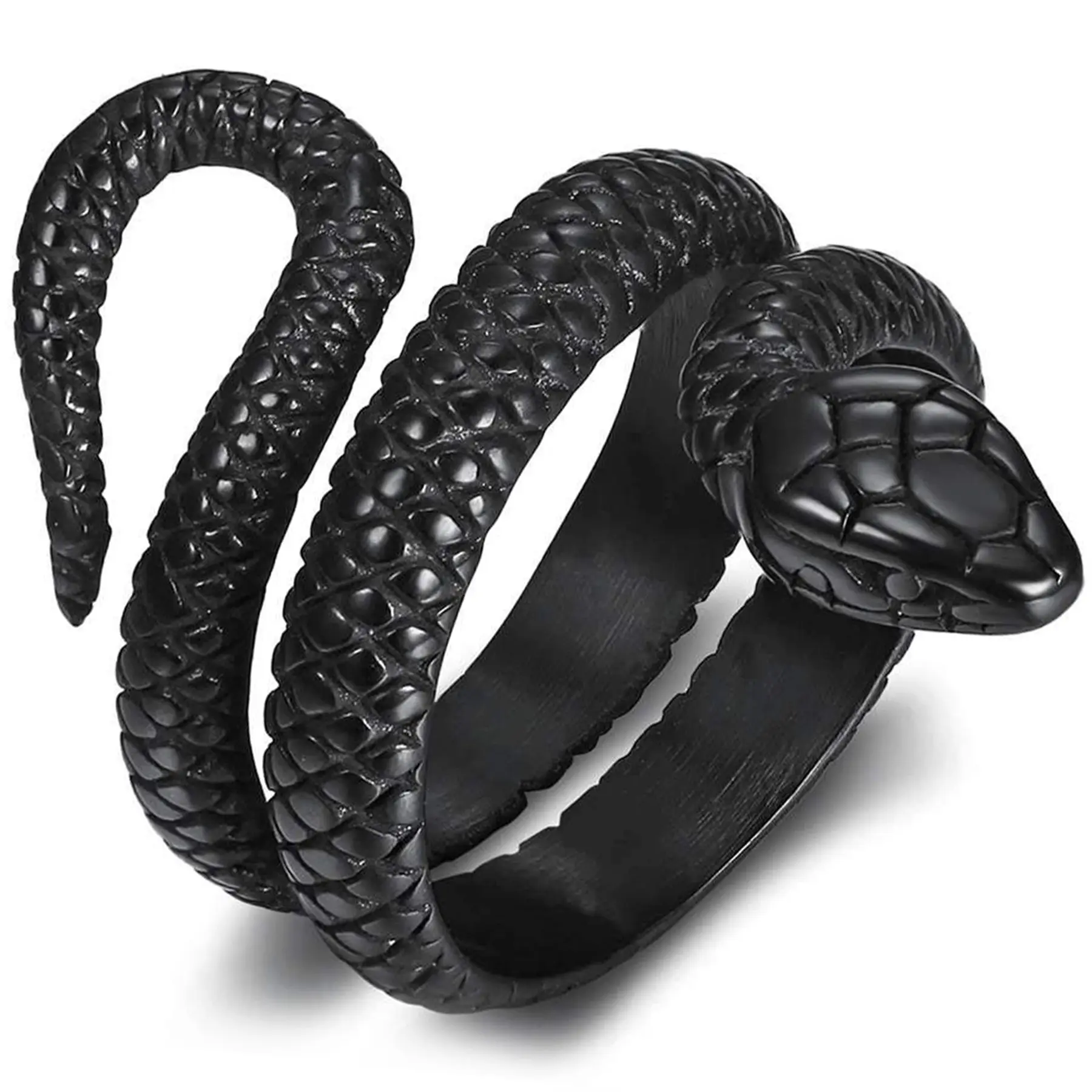 OIDEA Men's Gothic Style Antiqued Stainless Steel Cobra Snake Ring, 1.3" (33mm) Biker Fashion Wide Statement Band, Jewelry Rings, Metal Rings