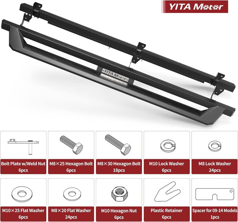YITAMOTOR Drop Side Steps Compatible with 2009-2018 Dodge RAM 1500, 2019-2024 Ram 1500 Classic Quad Cab, Off-Road Running Boards, Black Powder Coated Nerf Bars rock  sliders