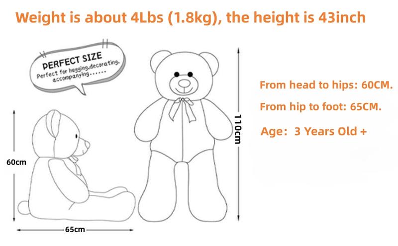 SNOWOLF 43" Giant Teddy Bear Big Stuffed Animal Bears with Red Love Heart Cuddly Soft Large Plush Toy for Kids Girlfriend Valentine's Baby Shower Multicoloured SNOWOLF 43" Giant Teddy Bear Big Stuffed Animal Bears with Red Love Heart Cuddly Soft Large Plush Toy for Kids Girlfriend Valentine's Baby Shower Multicoloured