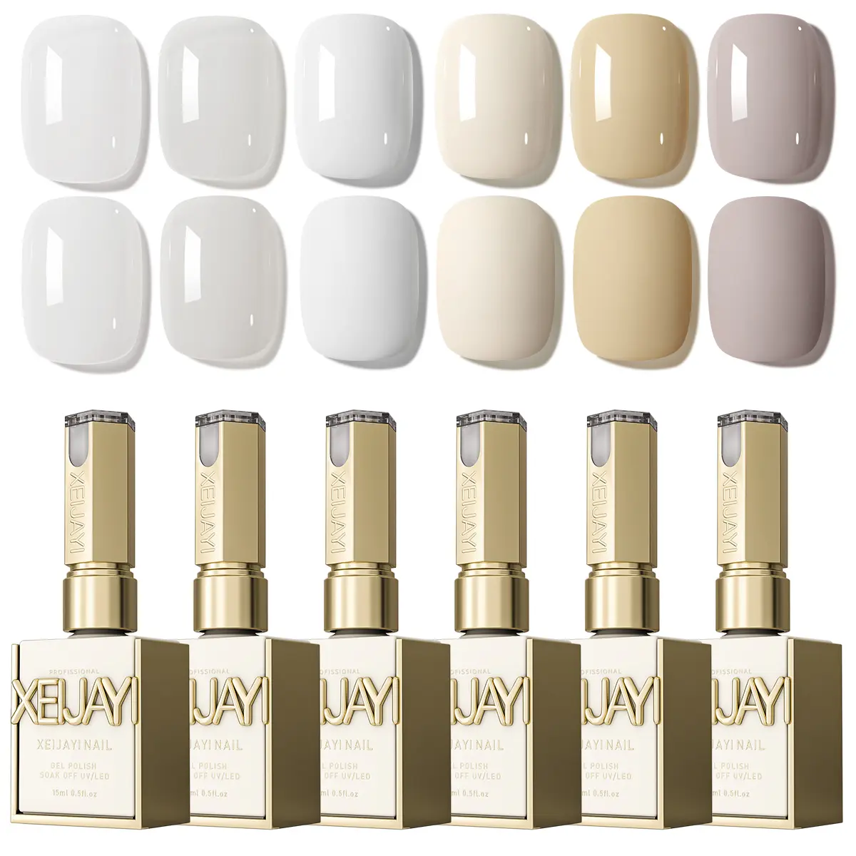 6PCS*15ML 6 Color Yogurt White Gel Nail Polish Set - Alcohol Free, High Saturation, Long Lasting, UV Gel, Nail Art Design, Manicure, Cosmetic, Suan Nai Bai 6 Colors(01+02+62+61+45+63)