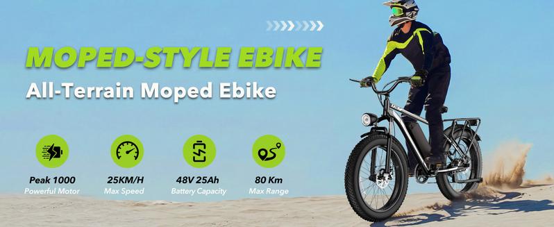 [26"X4" Tire] Electric Cycle Peak 1500W Off Road  Full Suspension 48V 15.6Ah Removable Battery 30-50 Miles Range Dual Seat Fat Tire E Bike with LED Headlight UL 2849 Certified