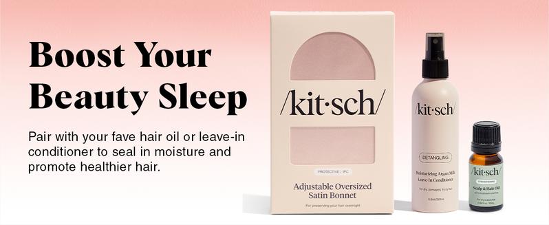 Kitsch Oversize Satin Bonnet for Sleeping - Silk Bonnet for Sleeping Women, Curly & Textured Hair, Large Jumbo Sleep Bonnets for Comfort & Protection, Wake Up with Beautifully Styled Hair - Blush