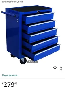 Rolling Garage Workshop Tool Organizer 5 Drawer Tool Chest, Tool Storage Cabinet for Garage Storage