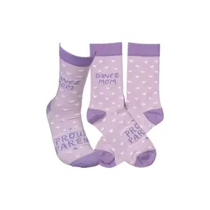 Primitives Socks - Dance Mom Proud Parent All Seasons Cartoon Style Colorfully Printed with Heart Designs Cotton Nylon Spandex One Size Fits Most