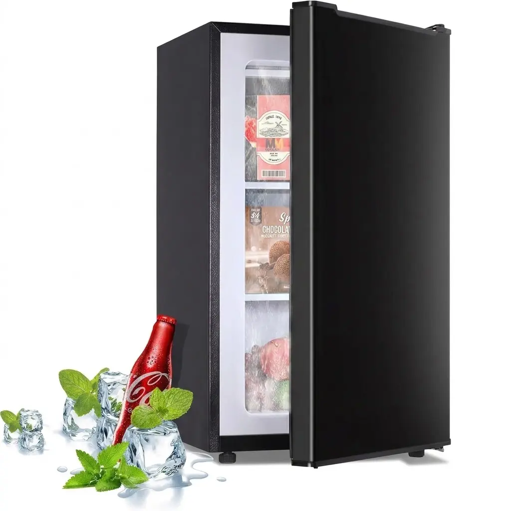 3.6 Cu.ft Rectangular Compact Upright Freezer, Stainless Steel Reversible Door, Adjustable Thermostat, Low Noise, Energy Efficient Refrigerator, 110v Plug, Auto Defrost Refrigerator Complement with Freezing Zone for Dorm Users, Apartments, Auto Defrost Re