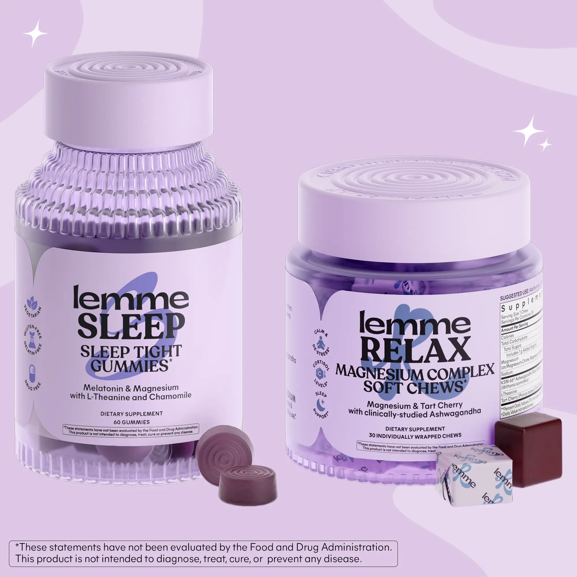 Wind Down Duo - Lemme Sleep Gummies & Lemme Relax Soft Chews, Sleep Support Gummies + Relaxation Soft Chews for Rest & Recovery